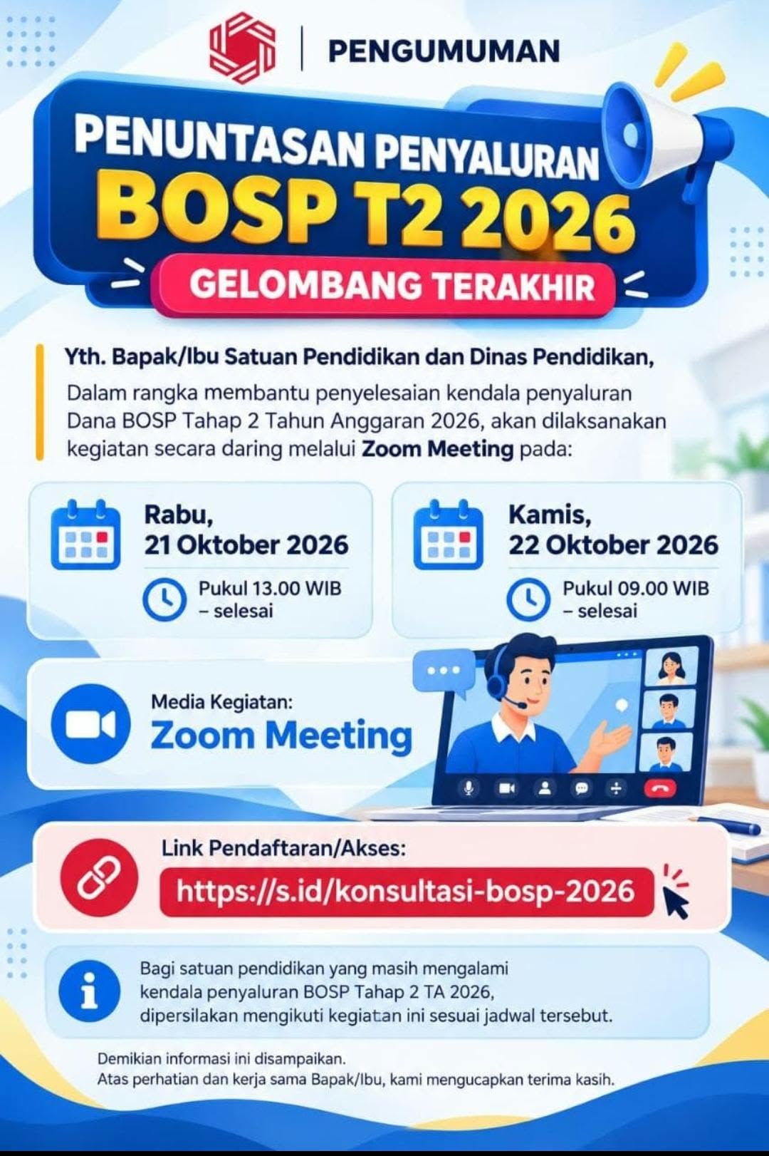 PENUNTASAN PENYALURAN BOSP T2 2026 GELOMBANG TERAKHIR